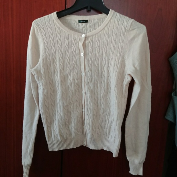 J. Crew Sweaters - J crew cable knit wool creme cardigan